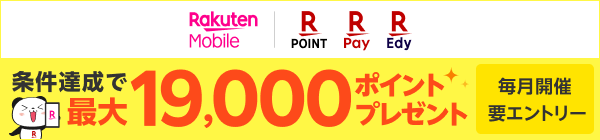 条件達成で最大19,000ポイントプレゼント 毎月開催 要エントリー